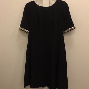 Eliza J Black Short Sleeve Shift Dress with Beaded Cuffs